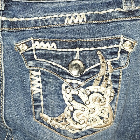 L.a.Idol USA Flap Pocket Embroidered Rhinestone Jeans - Picture 12 of 14